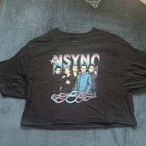 Black NSYNC Graphic Crop Top